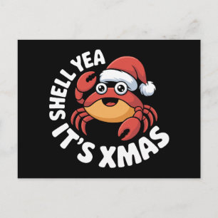 Shell Yea It's Xmas Weihnachtskrebs Santa Hut Feiertagspostkarte