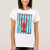 "Shell Yeah" Funny Red Lobster Beach Stripes T-Shi T-Shirt (Vorderseite)