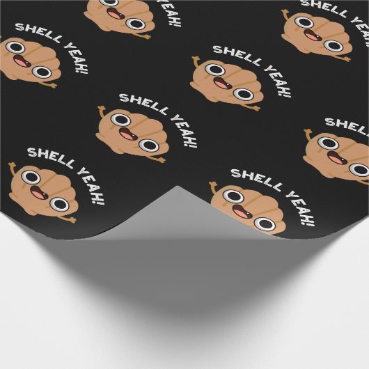 Shell Yeah Funny Seashell Pun Dark BG Geschenkpapier (Ecke)