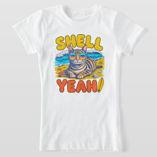 Shell Yeah Sommerkatze – Coole Strandgirl Urlaub T-Shirt