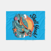 Shell Yeah Süße Schildkröte Ozean Strand Wortspiel Fleecedecke (Vorderseite (Horizontal))