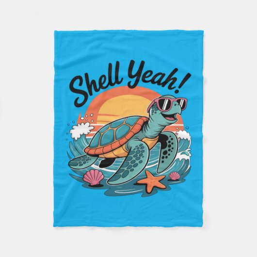 Shell Yeah Süße Schildkröte Ozean Strand Wortspiel Fleecedecke (Vorderseite)
