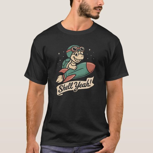 Shell Yeah Turtle Rocket Shirt, Lustiger Retro-Car T-Shirt (Vorderseite)
