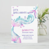 Shellabrate Mermaid Schwanzes Wild als Sea Birthda Einladung (Stehend Vorderseite)