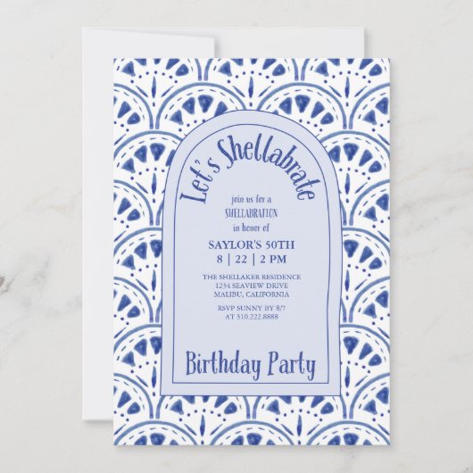 Shellabrate Scallop Muscheln Strand Geburtstag Einladung (Vorderseite)