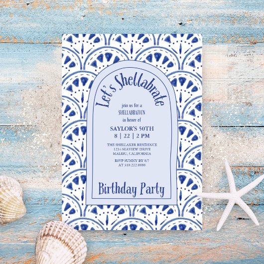 Shellabrate Scallop Muscheln Strand Geburtstag Einladung