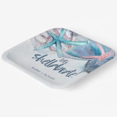 Shellabration | Aquarell Beach Starfish Seashell Pappteller (Gewinkelt)