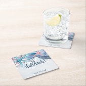 Shellabration | Aquarell Beach Starfish Seashell Rechteckiger Pappuntersetzer (Vor Ort)