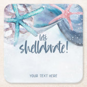 Shellabration | Aquarell Beach Starfish Seashell Rechteckiger Pappuntersetzer (Vorderseite)