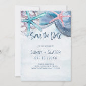 Shellabration Aquarell Strand Seesterne Muscheln Save The Date (Vorderseite)
