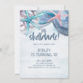 Shellabration | Beach Starfish Seashells Geburtsta Einladung (Vorderseite)