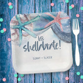 Shellabration | Wasserfarbe Strand Seestern Musche Pappteller
