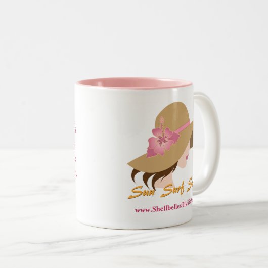 Shellbelles Tiki Hütten-Tasse Zweifarbige Tasse (VorderseiteRechts)