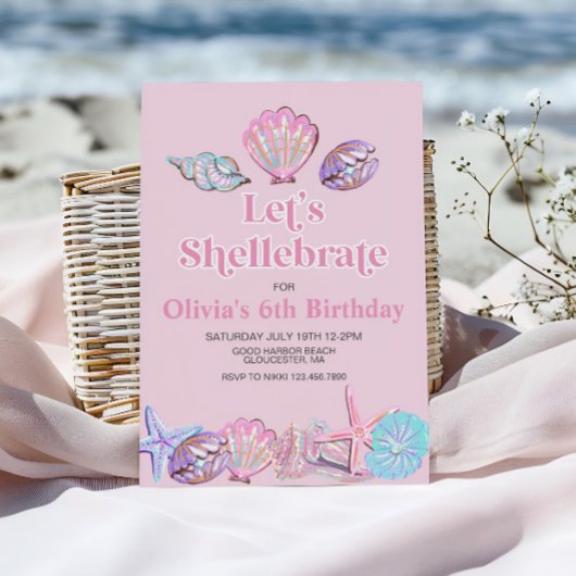 Shellebrate Seashell Beach Geburtstag Einladung