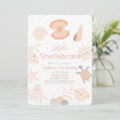 Shellebrate Seashell Creatures Pink Birthday Einladung (Stehend Vorderseite)