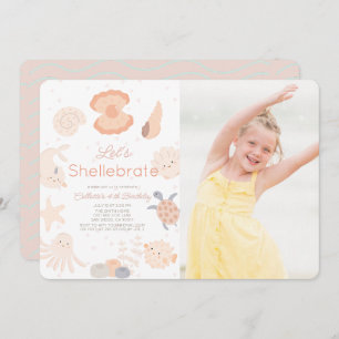 Shellebrate Seashell Pink Geburtstags-Foto Einladung