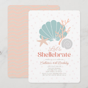 Shellebrate Seashell Retro Pink Girl Geburtstag Einladung