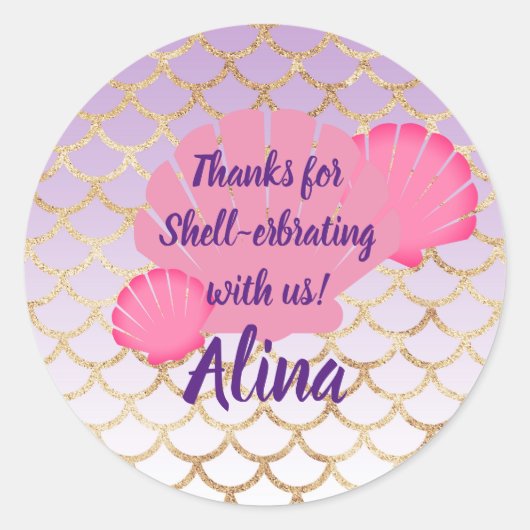 Shellerbrate Gastgeschenk für unter Meer Meerjungf Runder Aufkleber (Vorderseite)