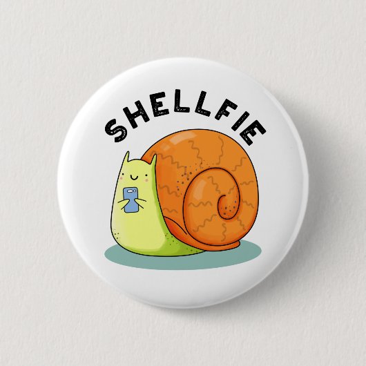 Shellfie Funny Snail Selfie Pun Button (Vorderseite)