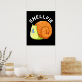 Shellfie Funny Snail Selfie Pun Dark BG Poster (Küche)