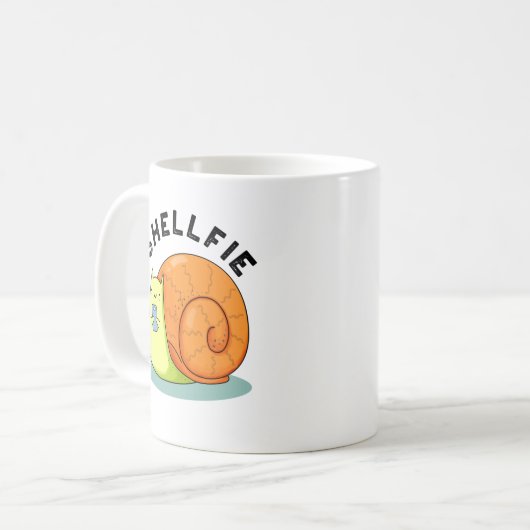 Shellfie Funny Snail Selfie Pun Kaffeetasse (Vorderseite Links)