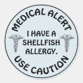 SHELLFISH ALLERGY RUNDER AUFKLEBER (Vorderseite)