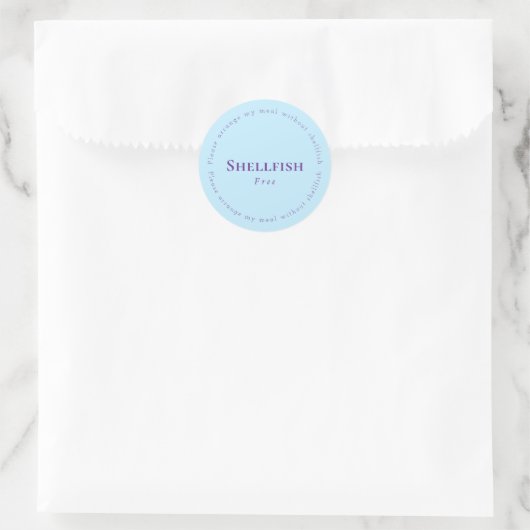 Shellfish Free Request Sticker, Light blue, Purple Runder Aufkleber (Tasche)