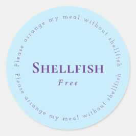 Shellfish Free Request Sticker, Light blue, Purple Runder Aufkleber