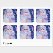 Shellina mermaid mit Seepferd von Renee Lavoie Quadratischer Aufkleber (Blatt)