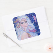 Shellina mermaid mit Seepferd von Renee Lavoie Quadratischer Aufkleber (Umschlag)