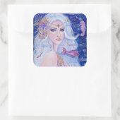 Shellina mermaid mit Seepferd von Renee Lavoie Quadratischer Aufkleber (Tasche)