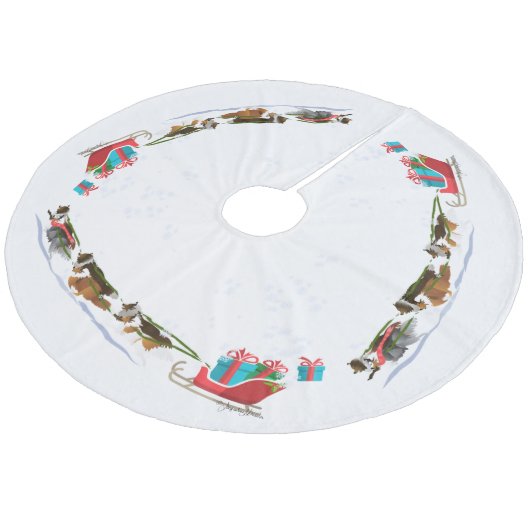 Shelling Sleigh, Snowing, Weihnachten Fleece Weihnachtsbaumdecke (Schrägansicht)