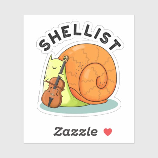 Shellist Funny Snail Cello Pun Aufkleber (Blatt)