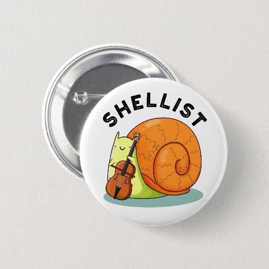 Shellist Funny Snail Cello Pun Button (Vorne & Hinten)