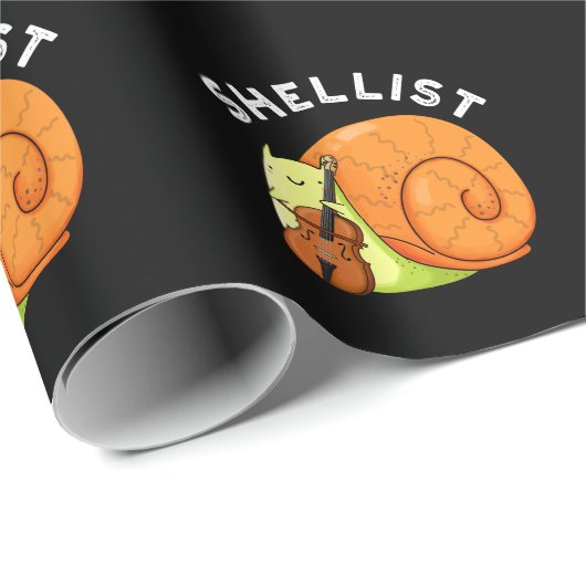 Shellist Funny Snail Cello Pun Dark BG Geschenkpapier (Rolleneckpunkt)