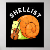 Shellist Funny Snail Cello Pun Dark BG Poster (Vorne)