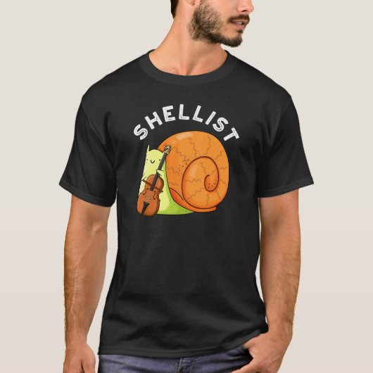 Shellist Funny Snail Cello Pun Dark BG T-Shirt (Vorderseite)