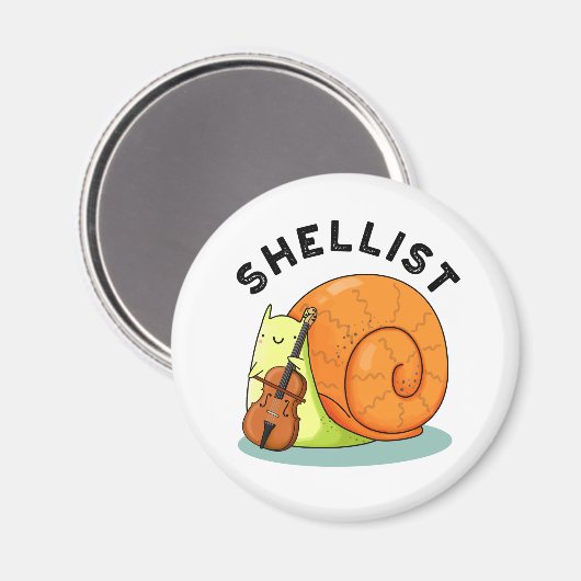 Shellist Funny Snail Cello Pun Magnet (Vorderseite/Rückseite)