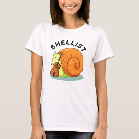 Shellist Funny Snail Cello Pun T-Shirt (Vorderseite)