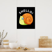 Shello Funny Snail Handy Pub Dark BG Poster (Küche)
