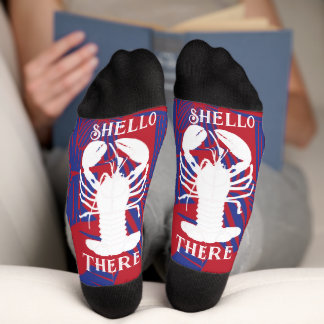 Shello There Blue and Red Floral Hummer Socken