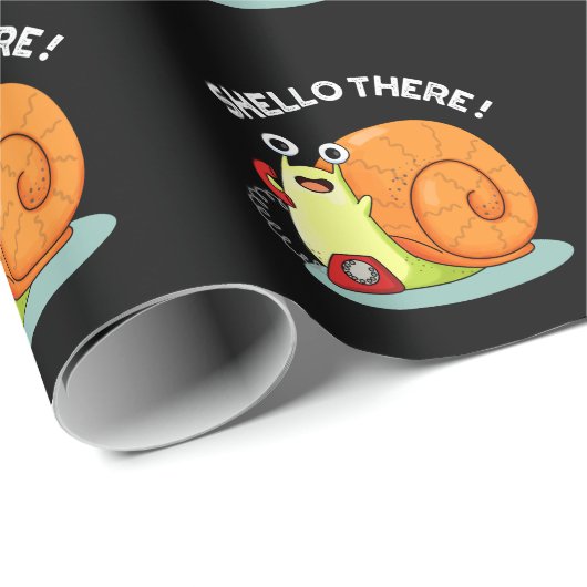 Shello There Funny Snail Hello Pun Dark BG Geschenkpapier (Rolleneckpunkt)