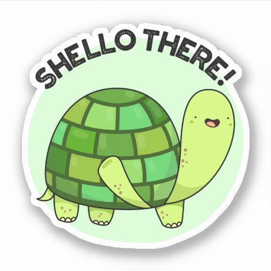 Shello There Funny Tortoise Pun Aufkleber (Vorderseite)