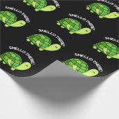 Shello There Funny Tortoise Pun Dark BG Geschenkpapier (Ecke)