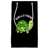Shello There Funny Tortoise Pun Dark BG Kleine Geschenktüte (Vorderseite)