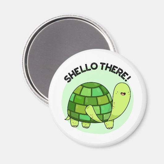Shello There Funny Tortoise Pun Magnet (Vorderseite/Rückseite)