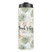 Shells Beach Green Palm Tree Leaves Thermosbecher (Vorderseite)