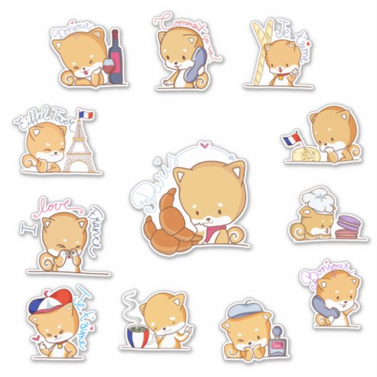 Shelly geht zu Frankreich Sticker Pack (Vorderseite)