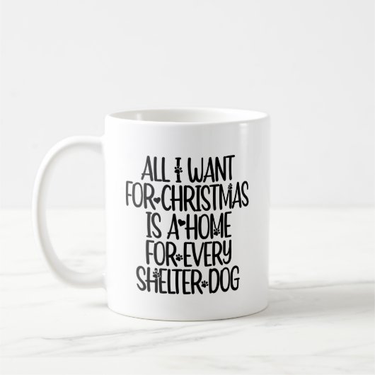 Shelter Hund Weihnachtsfeier Tasse (Links)