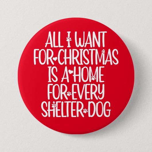 Shelter Hund Weihnachtsknopf Button (Vorderseite)